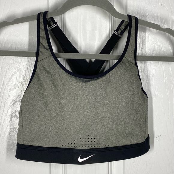 Nike Other - Nike Dri Fit Athletic Sport Bra Criss Cross Straps Gray Black Womens Size Large